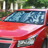 Hawaii Pua Kenikeni Lei Auto Sun Shade With Lau Maia Royal Blue LT05 - Polynesian Pride