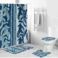 Hawaii Pua Kenikeni Lei Bathroom Set With Lau Maia Royal Blue LT05 Bathroom Set (4 pcs) Blue - Polynesian Pride