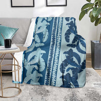 Hawaii Pua Kenikeni Lei Blanket With Lau Maia Royal Blue LT05 - Polynesian Pride