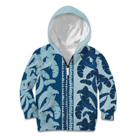 Hawaii Pua Kenikeni Lei Kid Hoodie With Lau Maia Royal Blue LT05 Zip Hoodie Blue - Polynesian Pride