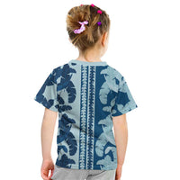 Hawaii Pua Kenikeni Lei Kid T Shirt With Lau Maia Royal Blue LT05 - Polynesian Pride