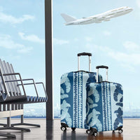 Hawaii Pua Kenikeni Lei Luggage Cover With Lau Maia Royal Blue LT05 - Polynesian Pride