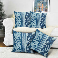 Hawaii Pua Kenikeni Lei Pillow Cover With Lau Maia Royal Blue LT05 - Polynesian Pride