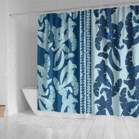 Hawaii Pua Kenikeni Lei Shower Curtain With Lau Maia Royal Blue LT05 - Polynesian Pride