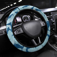 Hawaii Pua Kenikeni Lei Steering Wheel Cover With Lau Maia Royal Blue LT05 Universal Fit Blue - Polynesian Pride