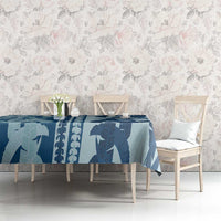 Hawaii Pua Kenikeni Lei Tablecloth With Lau Maia Royal Blue LT05 - Polynesian Pride
