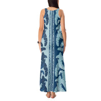 Hawaii Pua Kenikeni Lei Tank Maxi Dress With Lau Maia Royal Blue LT05 - Polynesian Pride
