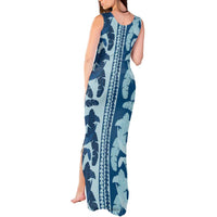 Hawaii Pua Kenikeni Lei Tank Maxi Dress With Lau Maia Royal Blue LT05 - Polynesian Pride