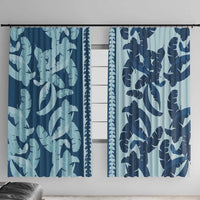 Hawaii Pua Kenikeni Lei Window Curtain With Lau Maia Royal Blue LT05 With Hooks Blue - Polynesian Pride
