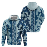 Hawaii Pua Kenikeni Lei Zip Hoodie With Lau Maia Royal Blue LT05 - Polynesian Pride
