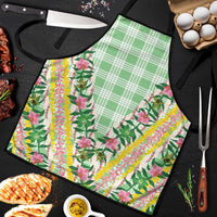 Hawaii Pikake Lokelani Plumeria Lei Apron Green Palaka Motifs LT05 Green - Polynesian Pride
