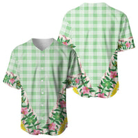 Hawaii Pikake Lokelani Plumeria Lei Baseball Jersey Green Palaka Motifs LT05 - Polynesian Pride