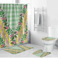 Hawaii Pikake Lokelani Plumeria Lei Bathroom Set Green Palaka Motifs LT05 Bathroom Set (4 pcs) Green - Polynesian Pride