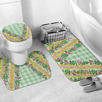 Hawaii Pikake Lokelani Plumeria Lei Bathroom Set Green Palaka Motifs LT05 Mat Set Only (3 pcs) One Size Green - Polynesian Pride