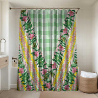 Hawaii Pikake Lokelani Plumeria Lei Bathroom Set Green Palaka Motifs LT05 Shower Curtain Only Green - Polynesian Pride