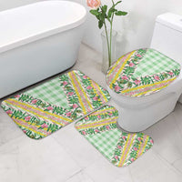Hawaii Pikake Lokelani Plumeria Lei Bathroom Set Green Palaka Motifs LT05 - Polynesian Pride