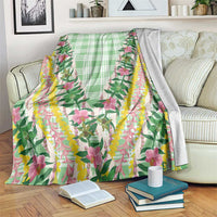 Hawaii Pikake Lokelani Plumeria Lei Blanket Green Palaka Motifs LT05 Green - Polynesian Pride