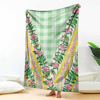 Hawaii Pikake Lokelani Plumeria Lei Blanket Green Palaka Motifs LT05 - Polynesian Pride