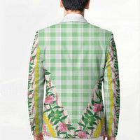 Hawaii Pikake Lokelani Plumeria Lei Blazer Green Palaka Motifs LT05 - Polynesian Pride