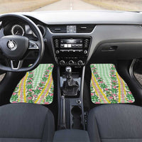 Hawaii Pikake Lokelani Plumeria Lei Car Mats Green Palaka Motifs LT05 Set 2pcs - Front Green - Polynesian Pride