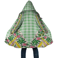 Hawaii Pikake Lokelani Plumeria Lei Cloak Green Palaka Motifs LT05 Unisex Green - Polynesian Pride