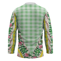 Hawaii Pikake Lokelani Plumeria Lei Hockey Jersey Green Palaka Motifs LT05 - Polynesian Pride