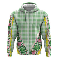Hawaii Pikake Lokelani Plumeria Lei Hoodie Green Palaka Motifs LT05 Zip Hoodie Green - Polynesian Pride