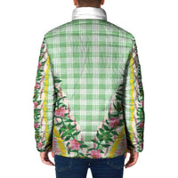 Hawaii Pikake Lokelani Plumeria Lei Padded Jacket Green Palaka Motifs LT05 - Polynesian Pride