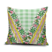 Hawaii Pikake Lokelani Plumeria Lei Pillow Cover Green Palaka Motifs LT05 Green - Polynesian Pride