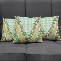 Hawaii Pikake Lokelani Plumeria Lei Pillow Cover Green Palaka Motifs LT05 - Polynesian Pride