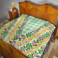 Hawaii Pikake Lokelani Plumeria Lei Quilt Green Palaka Motifs