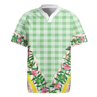 Hawaii Pikake Lokelani Plumeria Lei Rugby Jersey Green Palaka Motifs LT05 Green - Polynesian Pride