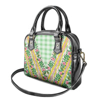 Hawaii Pikake Lokelani Plumeria Lei Shoulder Handbag Green Palaka Motifs LT05 - Polynesian Pride