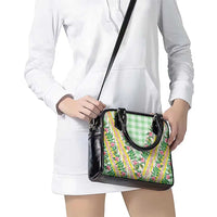 Hawaii Pikake Lokelani Plumeria Lei Shoulder Handbag Green Palaka Motifs LT05 - Polynesian Pride