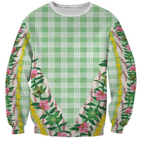 Hawaii Pikake Lokelani Plumeria Lei Sweatshirt Green Palaka Motifs LT05 Unisex Green - Polynesian Pride