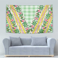 Hawaii Pikake Lokelani Plumeria Lei Tapestry Green Palaka Motifs LT05 - Polynesian Pride
