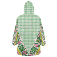 Hawaii Pikake Lokelani Plumeria Lei Wearable Blanket Hoodie Green Palaka Motifs