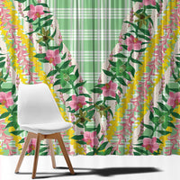 Hawaii Pikake Lokelani Plumeria Lei Window Curtain Green Palaka Motifs LT05 - Polynesian Pride