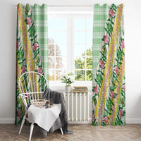 Hawaii Pikake Lokelani Plumeria Lei Window Curtain Green Palaka Motifs LT05 - Polynesian Pride