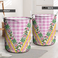 Hawaii Pikake Lokelani Plumeria Lei Laundry Basket Pink Palaka Motifs LT05 - Polynesian Pride