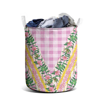 Hawaii Pikake Lokelani Plumeria Lei Laundry Basket Pink Palaka Motifs LT05 - Polynesian Pride