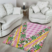 Hawaii Pikake Lokelani Plumeria Lei Area Rug Pink Palaka Motifs LT05 - Polynesian Pride