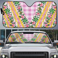 Hawaii Pikake Lokelani Plumeria Lei Auto Sun Shade Pink Palaka Motifs LT05 Pink - Polynesian Pride