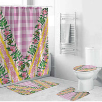 Hawaii Pikake Lokelani Plumeria Lei Bathroom Set Pink Palaka Motifs LT05 Bathroom Set (4 pcs) Pink - Polynesian Pride