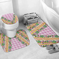 Hawaii Pikake Lokelani Plumeria Lei Bathroom Set Pink Palaka Motifs LT05 Mat Set Only (3 pcs) One Size Pink - Polynesian Pride