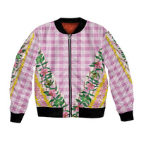 Hawaii Pikake Lokelani Plumeria Lei Bomber Jacket Pink Palaka Motifs LT05 Unisex Pink - Polynesian Pride