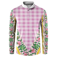Hawaii Pikake Lokelani Plumeria Lei Button Sweatshirt Pink Palaka Motifs LT05 Pink - Polynesian Pride