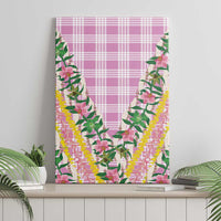Hawaii Pikake Lokelani Plumeria Lei Canvas Wall Art Pink Palaka Motifs