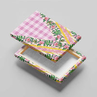 Hawaii Pikake Lokelani Plumeria Lei Canvas Wall Art Pink Palaka Motifs