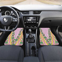 Hawaii Pikake Lokelani Plumeria Lei Car Mats Pink Palaka Motifs LT05 Set 2pcs - Front Pink - Polynesian Pride